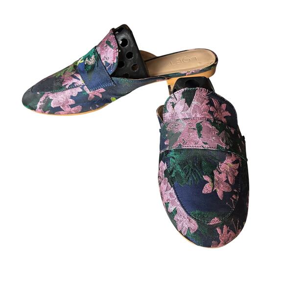 LOFT Shoes - LOFT Blue Floral Monk Strap Mule Shoes Women's 9 Pointed-Toe Satin Asian Shimmer